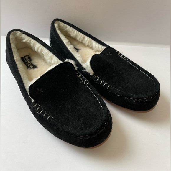 Koolaburra By UGGS Women’s Black Suede Slip On Slippers Size 8 Warm Cozy Fur - Picture 2 of 5